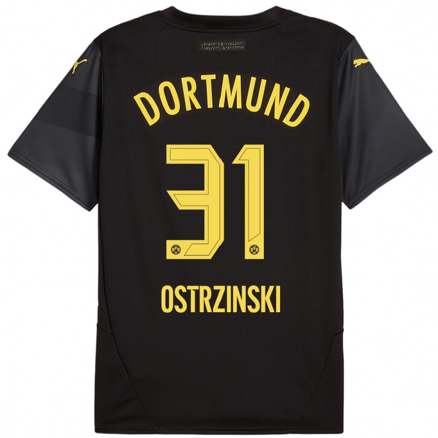 Homme Football Maillot Silas Ostrzinski #31 Noir Jaune Tenues Extérieur 2024/25