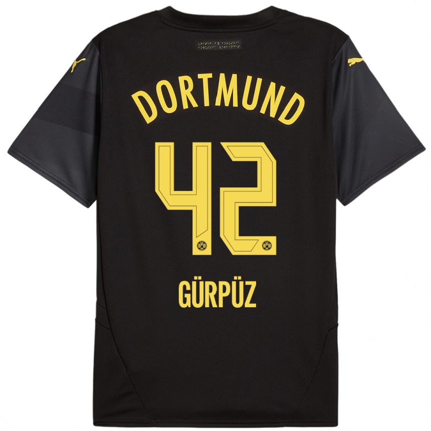 Homme Football Maillot Goktan Gurpuz #42 Noir Jaune Tenues Extérieur 2024/25