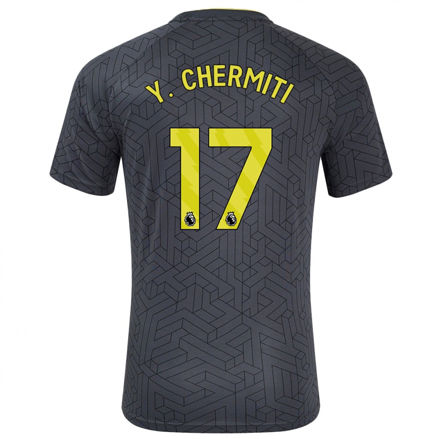 Homme Football Maillot Chermiti #17 Noir Jaune Tenues Extérieur 2024/25