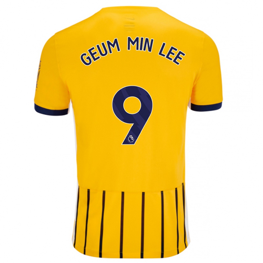 Homme Football Maillot Lee Geum-Min #9 Doré Bleu À Fines Rayures Tenues Extérieur 2024/25