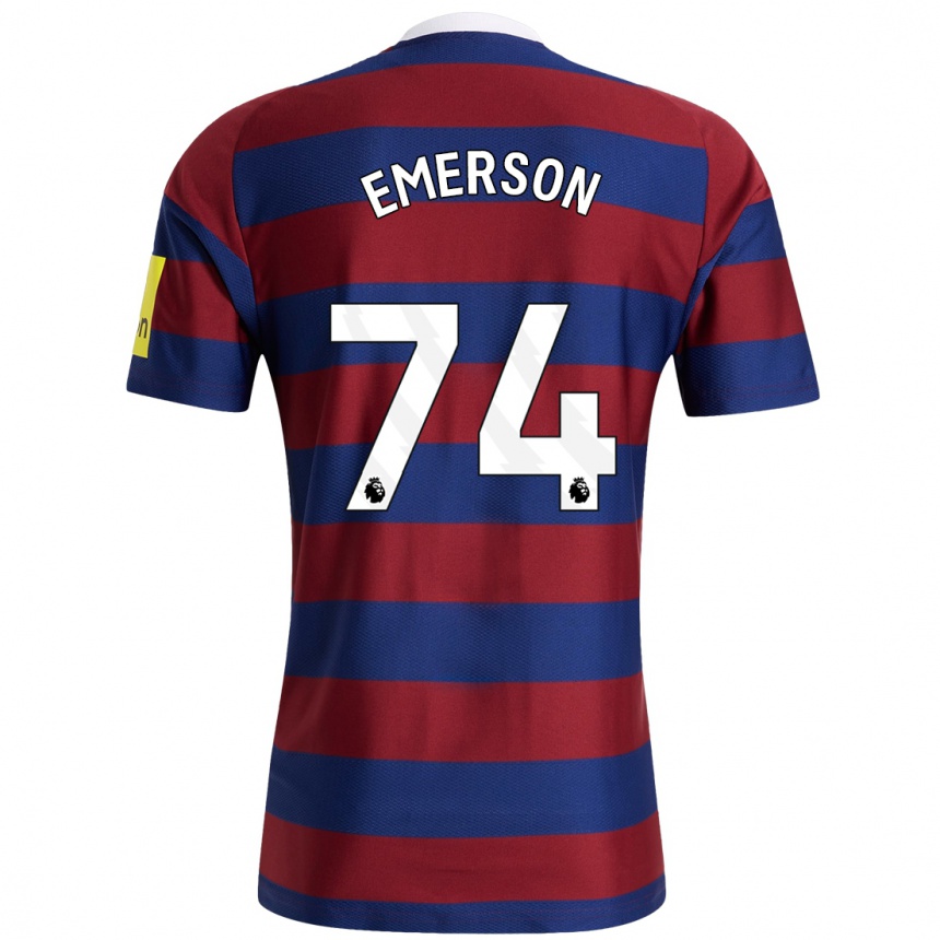 Homme Football Maillot Johnny Emerson #74 Bordeaux Bleu Marine Tenues Extérieur 2024/25