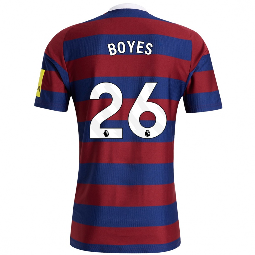 Homme Football Maillot Grace Boyes #26 Bordeaux Bleu Marine Tenues Extérieur 2024/25