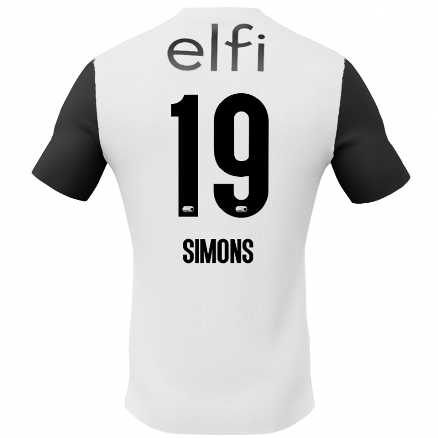 Homme Football Maillot Saviola Simons #19 Blanc Noir Tenues Extérieur 2024/25