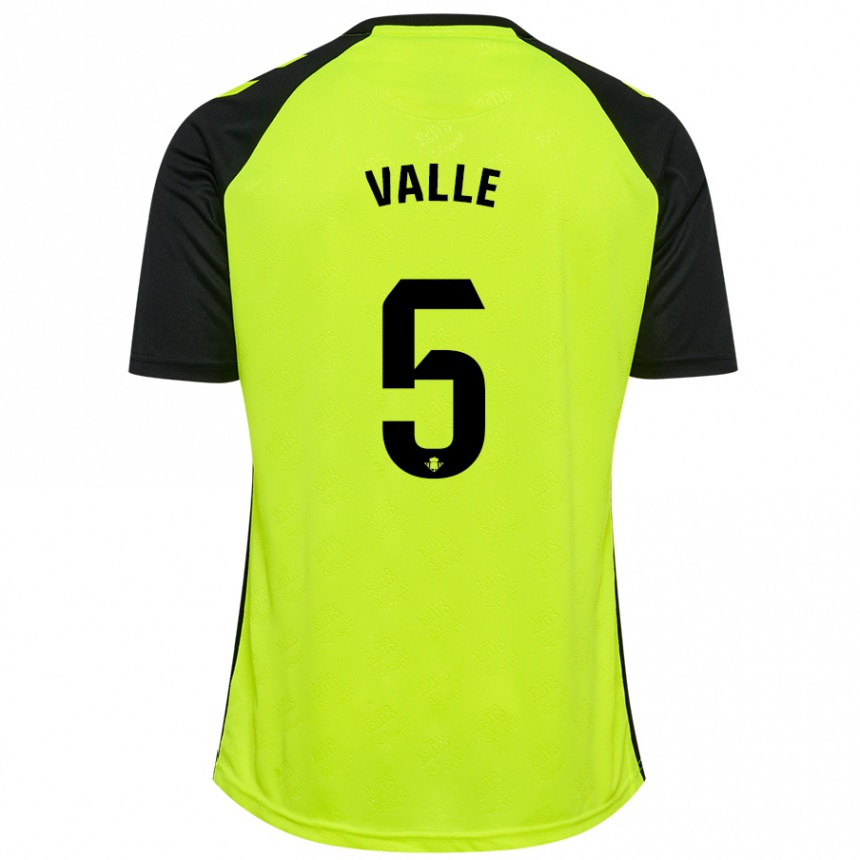 Homme Football Maillot María Valle López #5 Jaune Fluo Noir Tenues Extérieur 2024/25