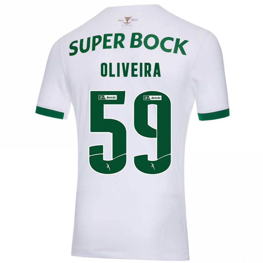 Homme Football Maillot Kauã Oliveira #59 Blanc Vert Tenues Extérieur 2024/25