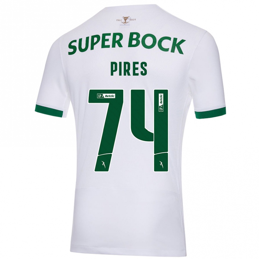 Homme Football Maillot Guilherme Pires #74 Blanc Vert Tenues Extérieur 2024/25