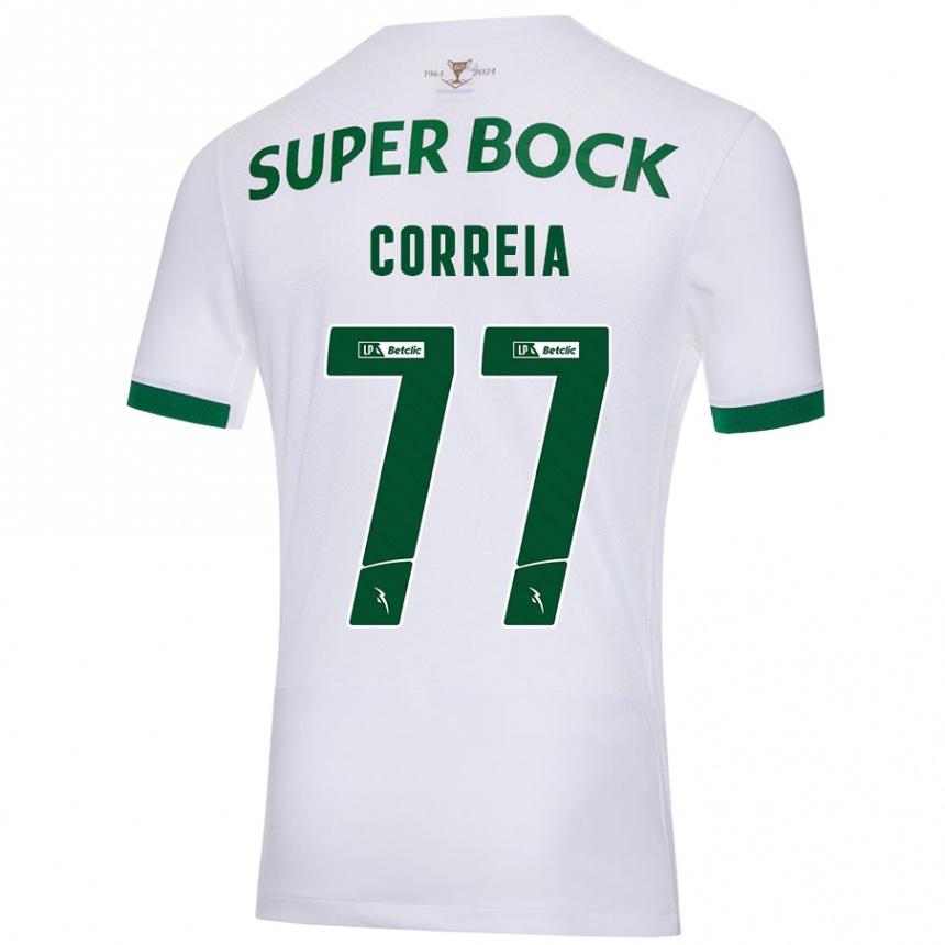 Homme Football Maillot Alícia Correia #77 Blanc Vert Tenues Extérieur 2024/25