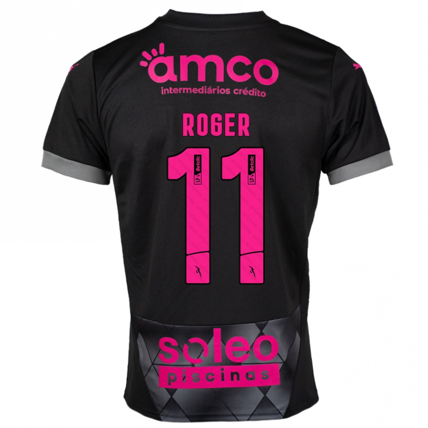 Homme Football Maillot Roger #11 Noir Rose Tenues Extérieur 2024/25