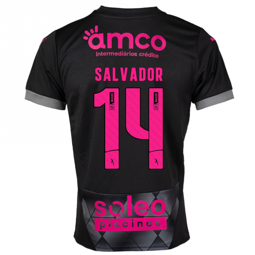 Homme Football Maillot João Salvador #14 Noir Rose Tenues Extérieur 2024/25