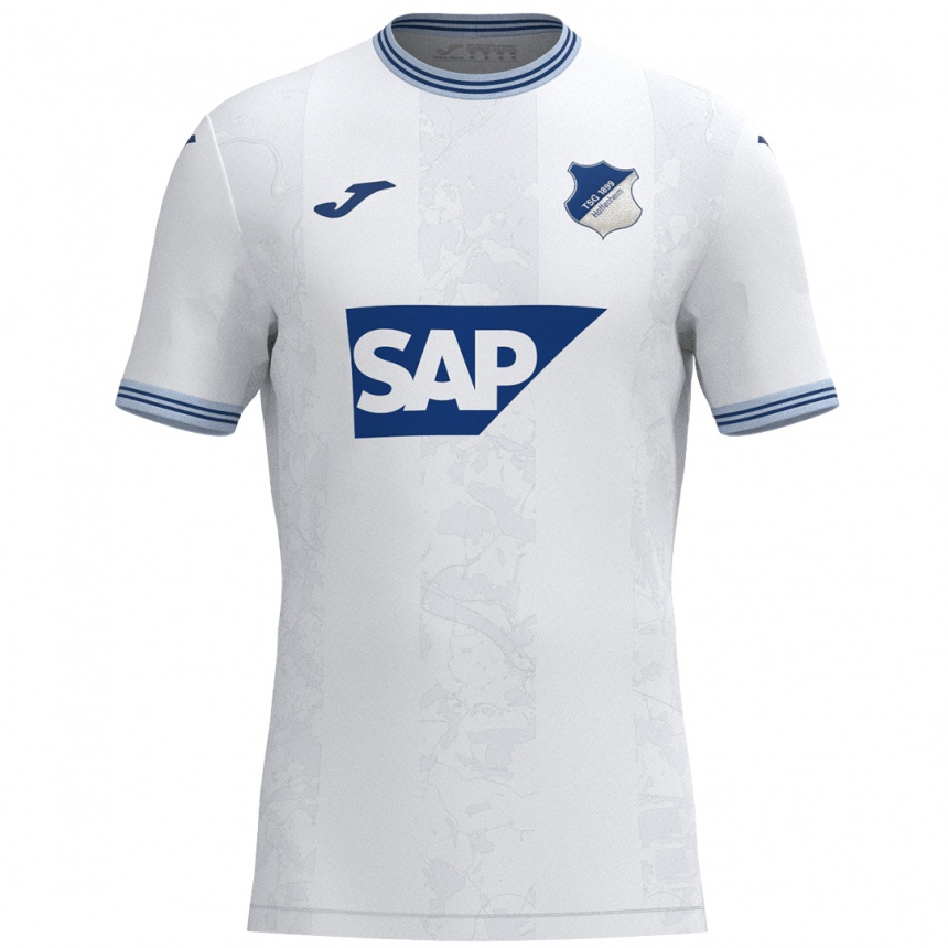 Homme Football Maillot Votre Nom #0 Blanc Bleu Tenues Extérieur 2024/25