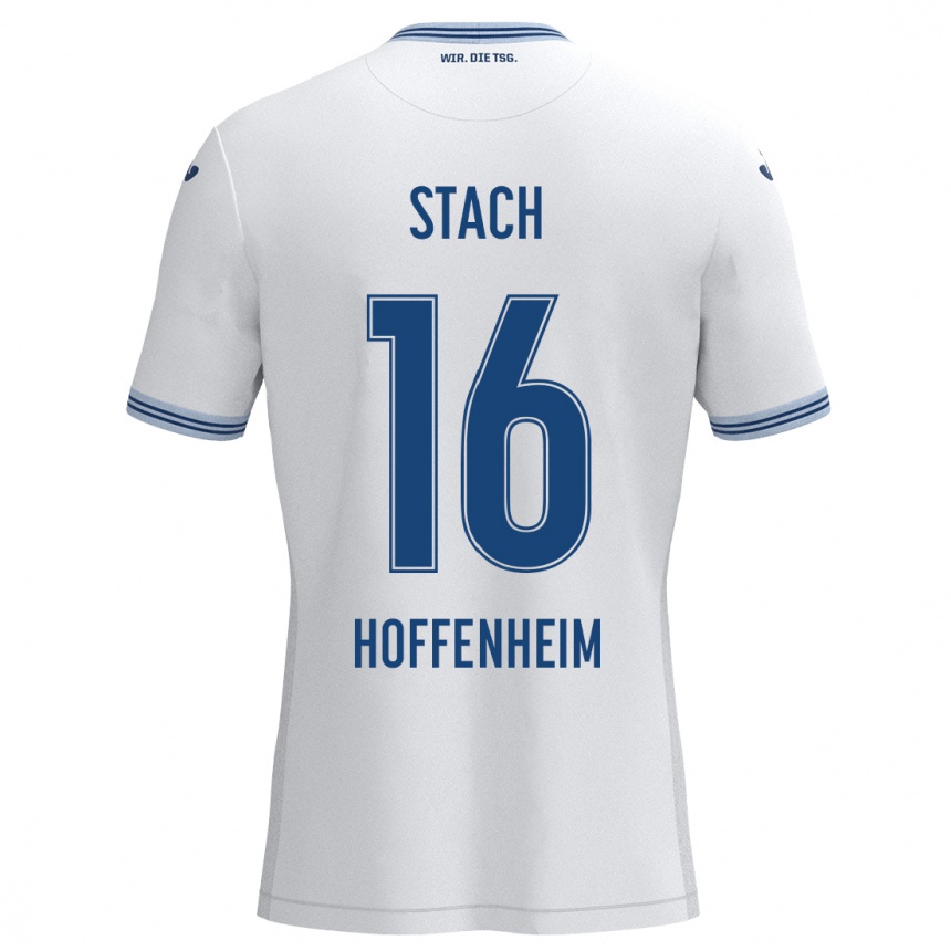 Homme Football Maillot Anton Stach #16 Blanc Bleu Tenues Extérieur 2024/25