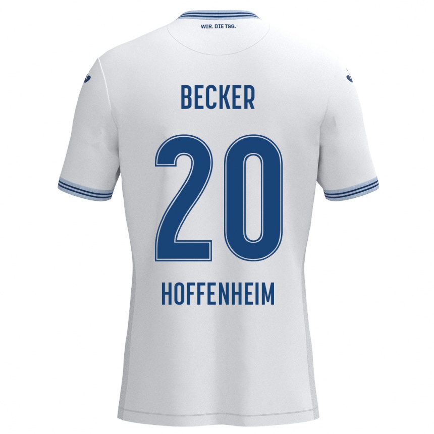 Homme Football Maillot Finn Ole Becker #20 Blanc Bleu Tenues Extérieur 2024/25