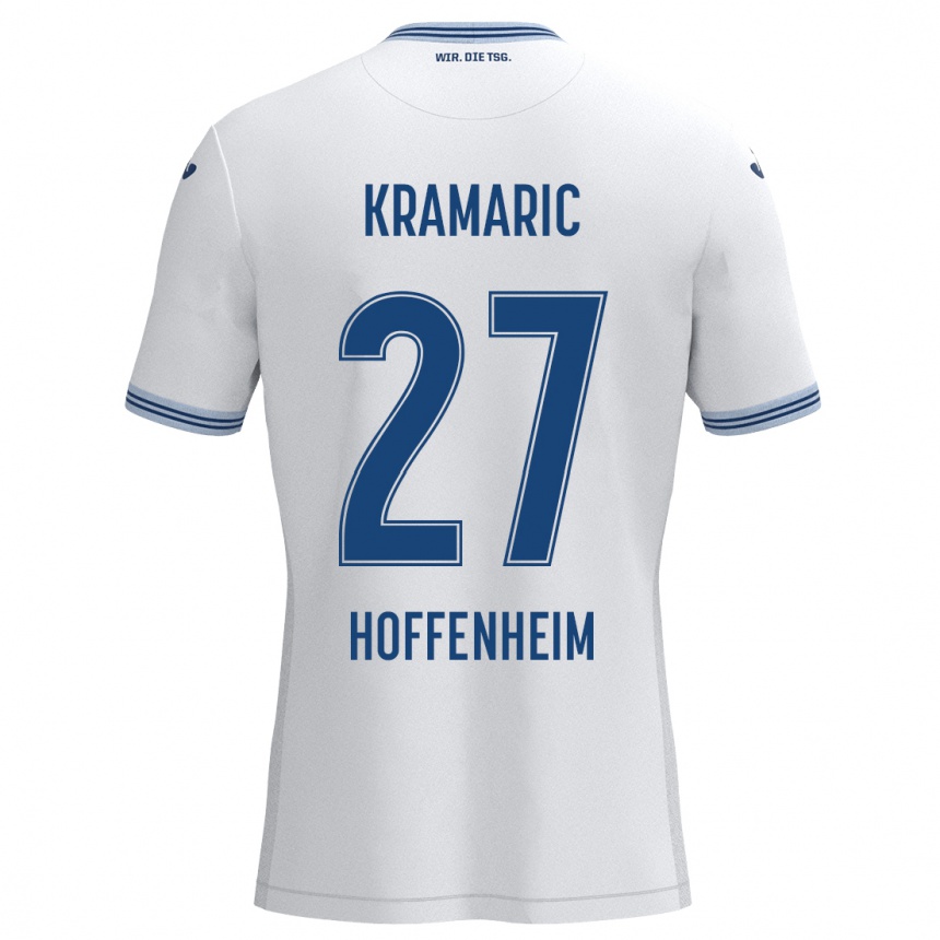 Homme Football Maillot Andrej Kramaric #27 Blanc Bleu Tenues Extérieur 2024/25