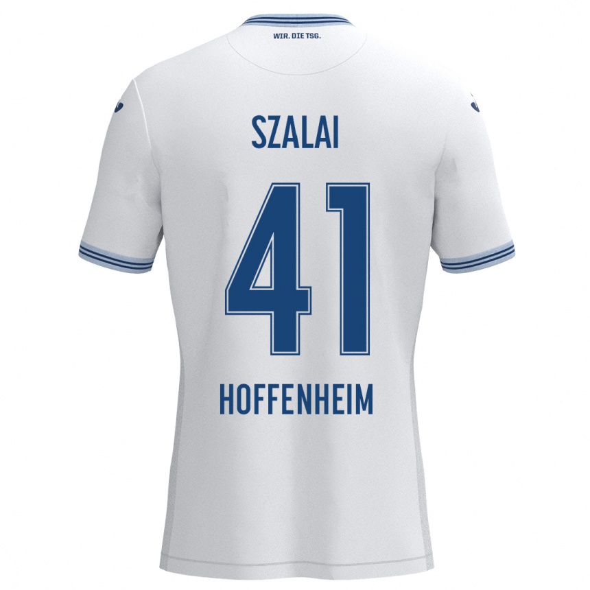 Homme Football Maillot Attila Szalai #41 Blanc Bleu Tenues Extérieur 2024/25