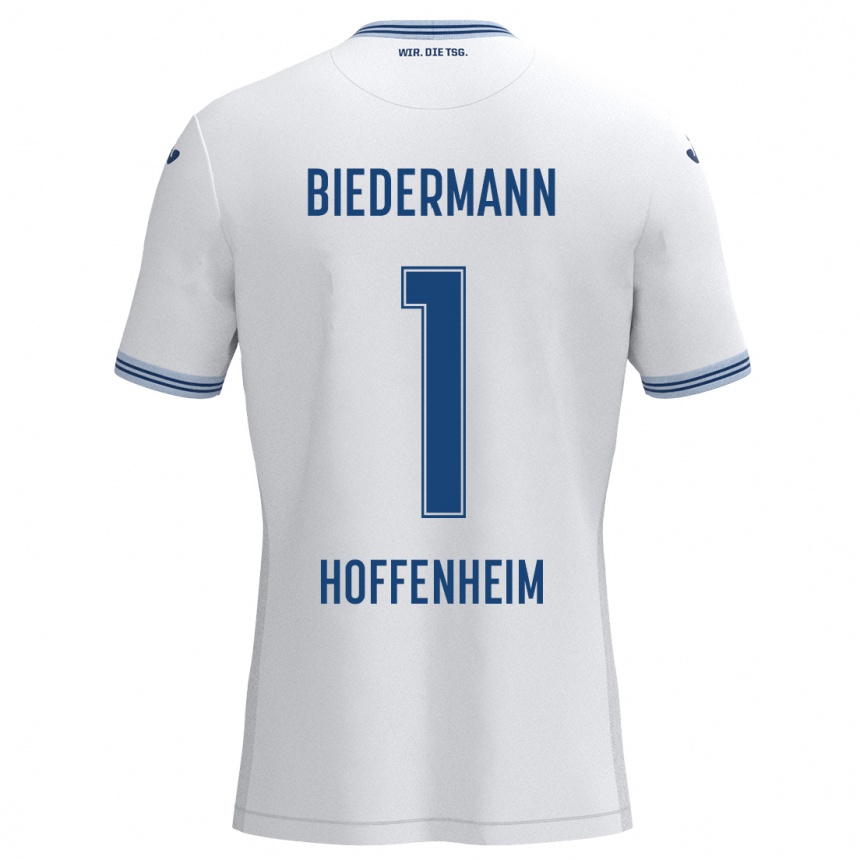 Homme Football Maillot Nico Biedermann #1 Blanc Bleu Tenues Extérieur 2024/25