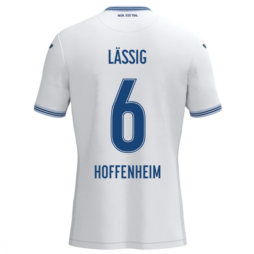 Homme Football Maillot Valentin Lässig #6 Blanc Bleu Tenues Extérieur 2024/25