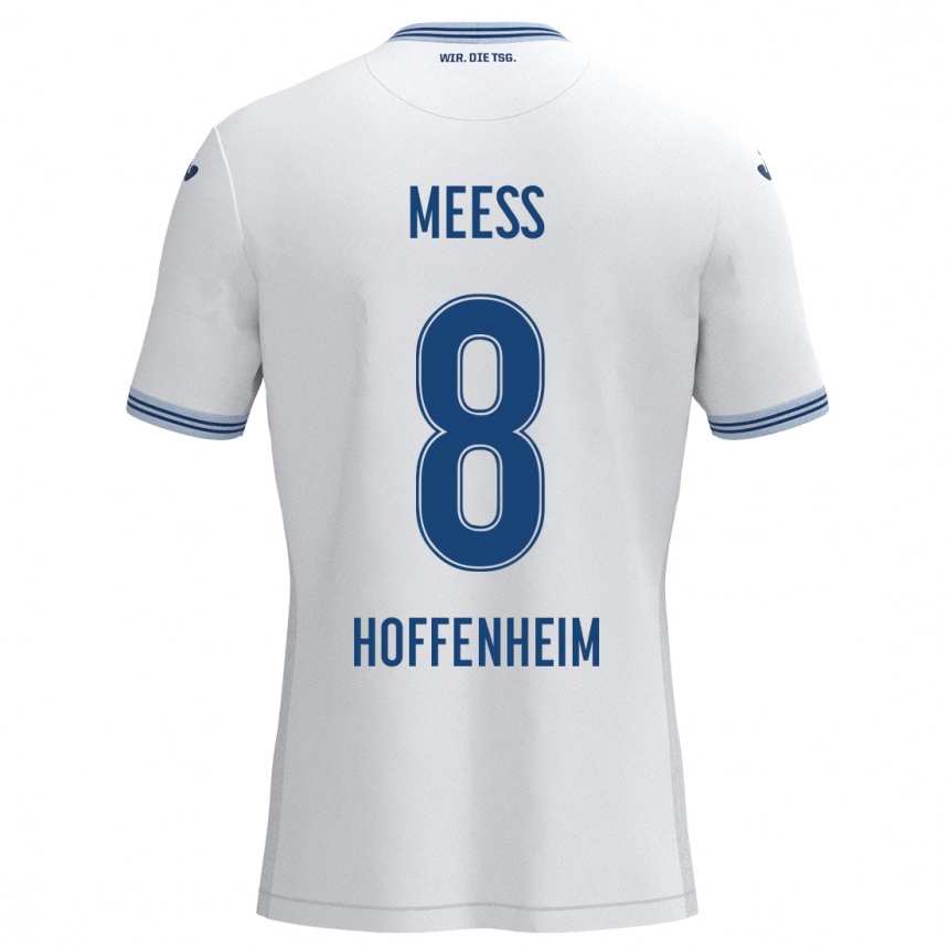 Homme Football Maillot Jakob Meeß #8 Blanc Bleu Tenues Extérieur 2024/25