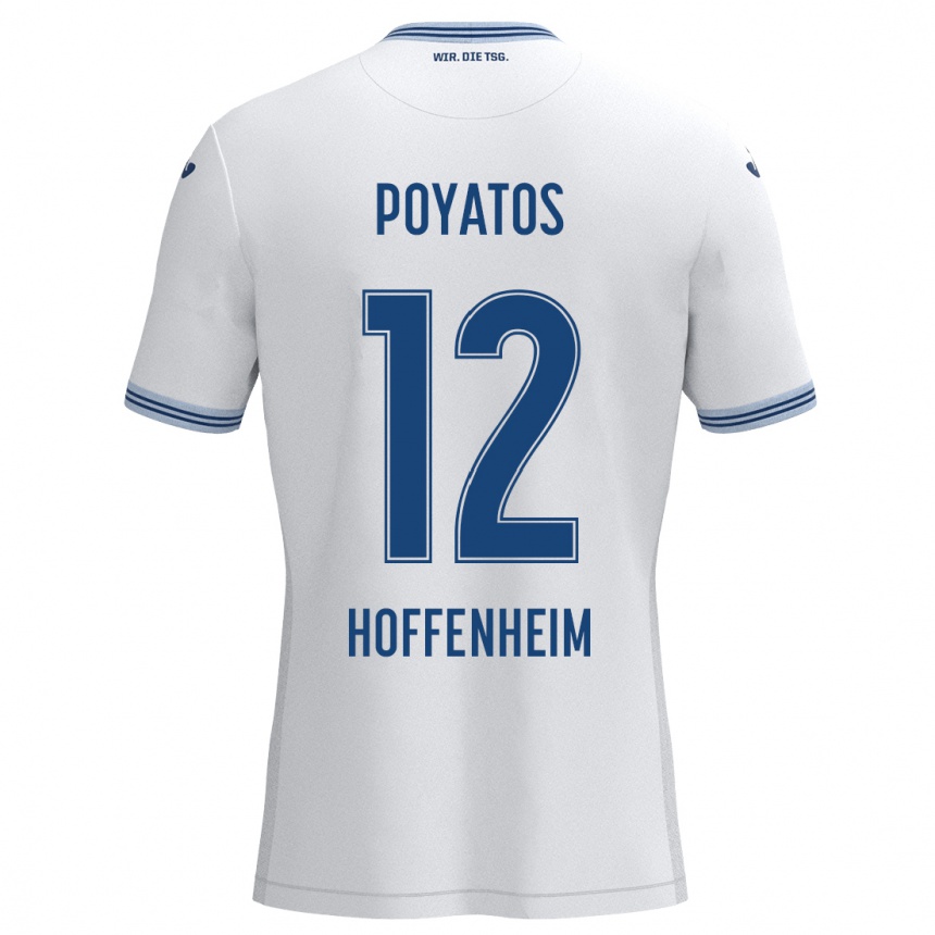 Homme Football Maillot Miguel Poyatos #12 Blanc Bleu Tenues Extérieur 2024/25