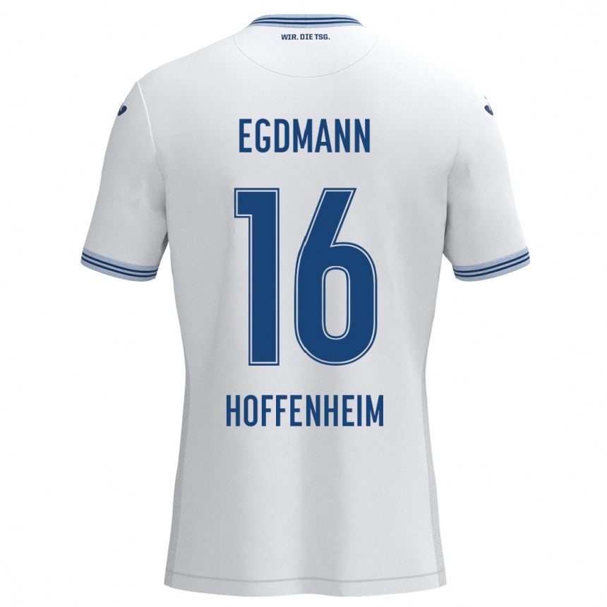 Homme Football Maillot Mika Egdmann #16 Blanc Bleu Tenues Extérieur 2024/25