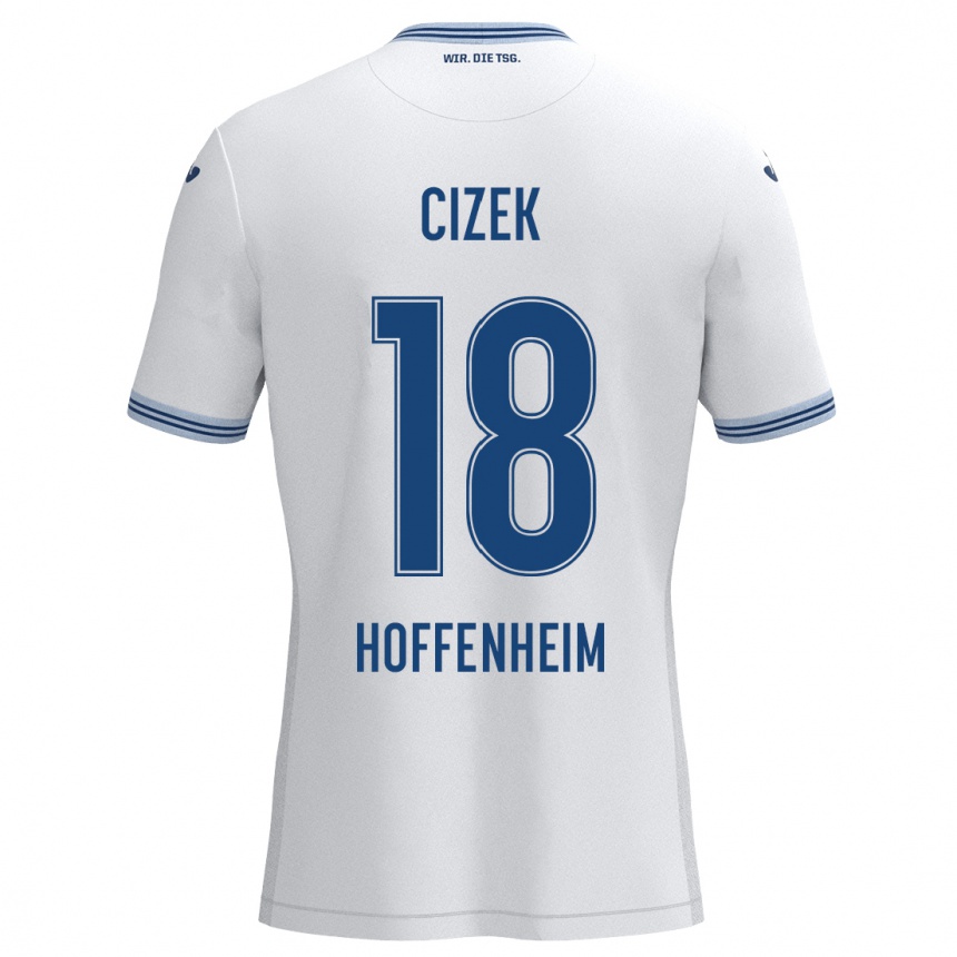 Homme Football Maillot Krystof Cizek #18 Blanc Bleu Tenues Extérieur 2024/25