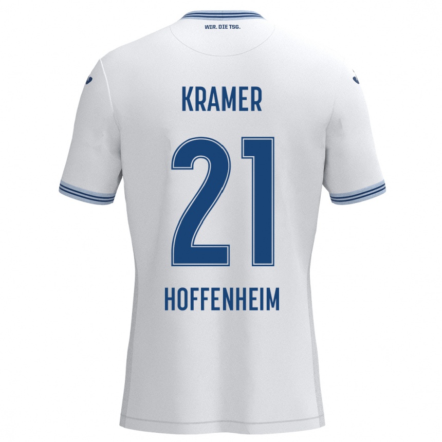 Homme Football Maillot Emil Kramer #21 Blanc Bleu Tenues Extérieur 2024/25