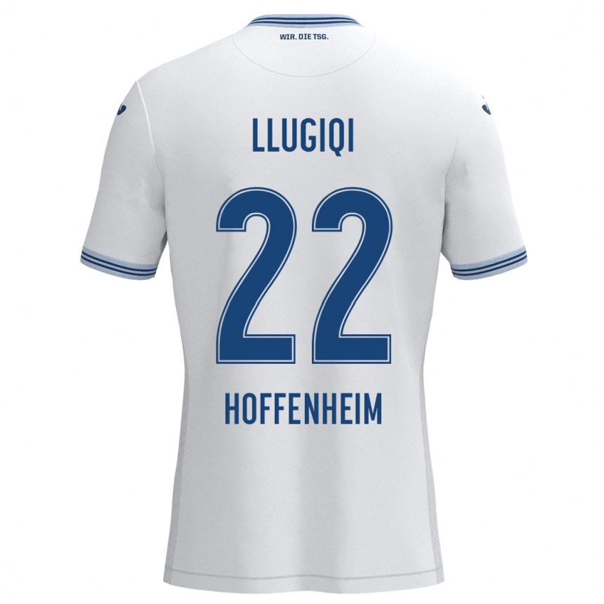 Homme Football Maillot Arian Llugiqi #22 Blanc Bleu Tenues Extérieur 2024/25