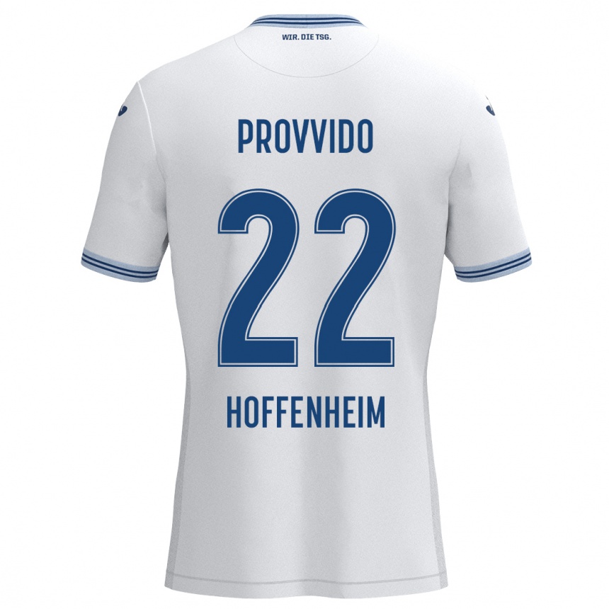 Homme Football Maillot Luca Provvido #22 Blanc Bleu Tenues Extérieur 2024/25