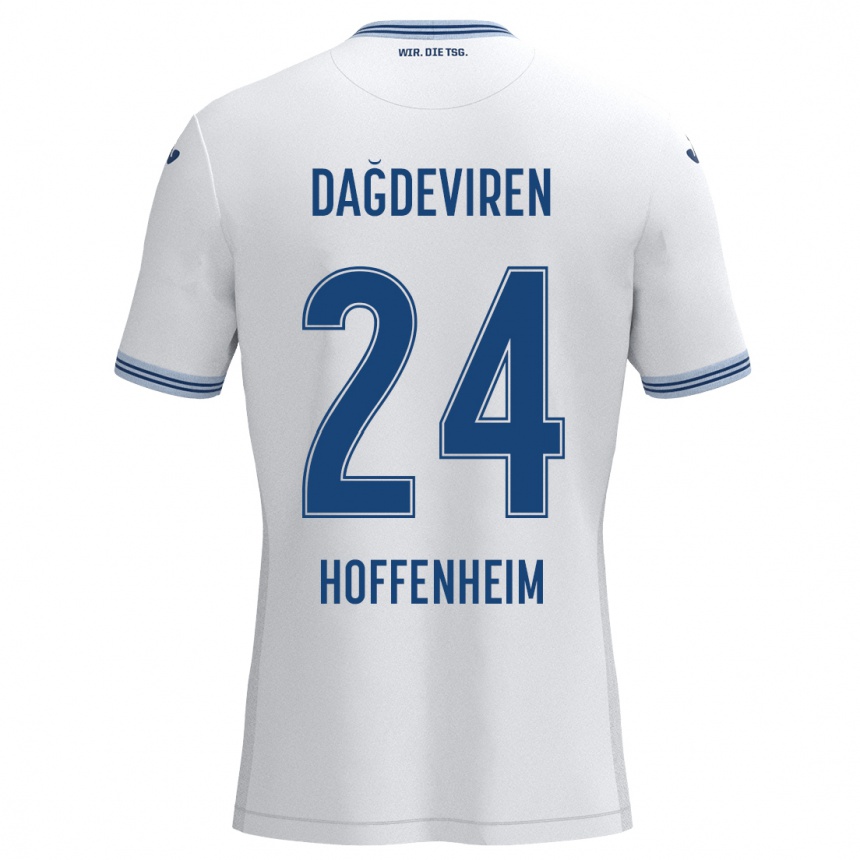 Homme Football Maillot Diren Dağdeviren #24 Blanc Bleu Tenues Extérieur 2024/25