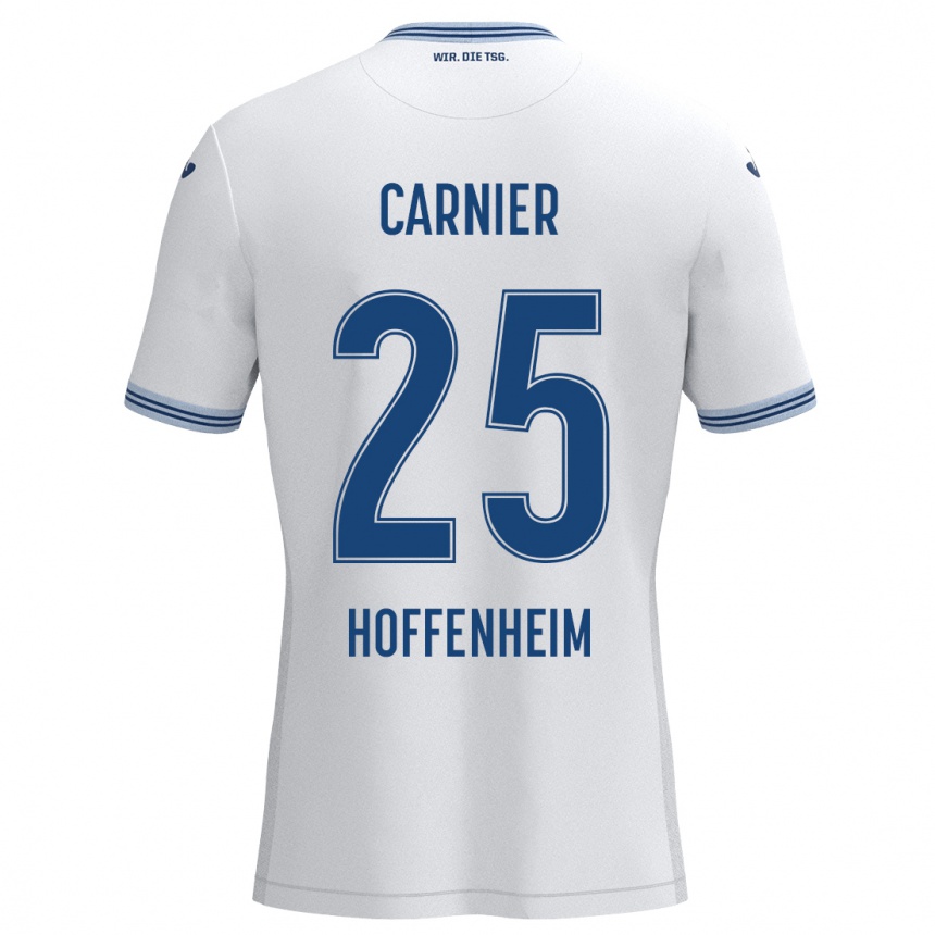 Homme Football Maillot Alekseï Carnier #25 Blanc Bleu Tenues Extérieur 2024/25