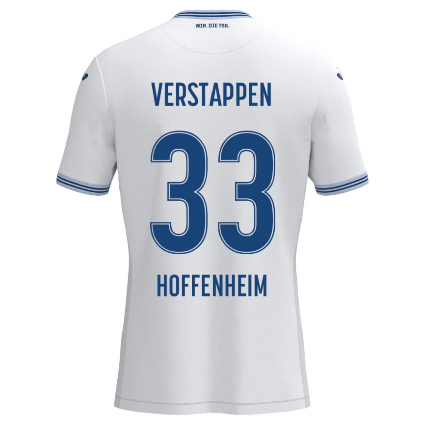 Homme Football Maillot Eric Verstappen #33 Blanc Bleu Tenues Extérieur 2024/25