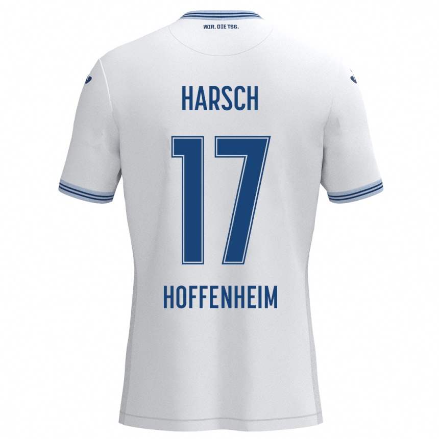 Homme Football Maillot Franziska Harsch #17 Blanc Bleu Tenues Extérieur 2024/25