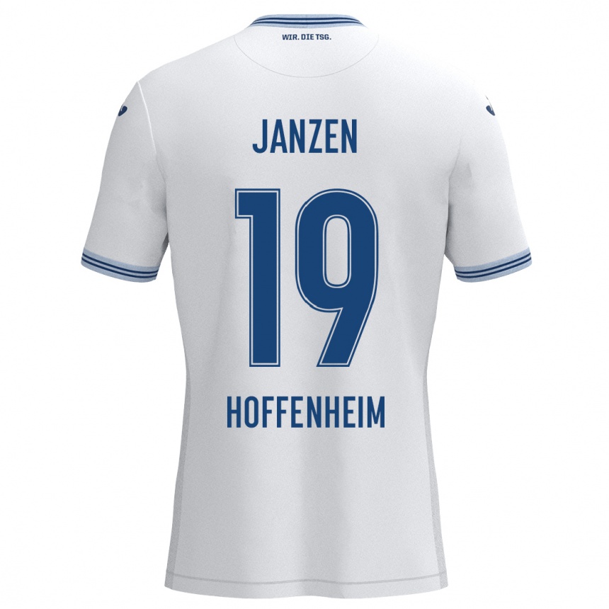 Homme Football Maillot Mathilde Janzen #19 Blanc Bleu Tenues Extérieur 2024/25