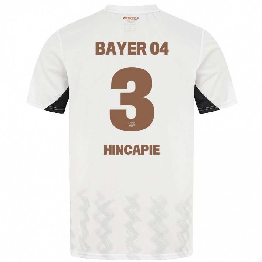 Homme Football Maillot Piero Hincapié #3 Blanc Noir Tenues Extérieur 2024/25