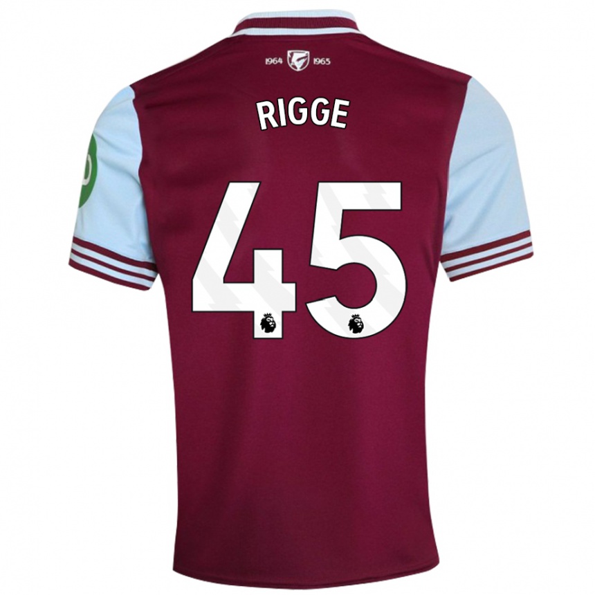 Femme Football Maillot Daniel Rigge #45 Rouge Foncé Tenues Domicile 2024/25