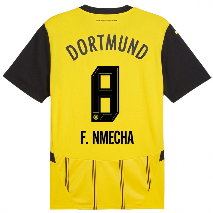 Femme Football Maillot Felix Nmecha #8 Jaune Noir Tenues Domicile 2024/25