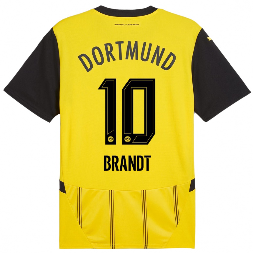 Femme Football Maillot Julian Brandt #10 Jaune Noir Tenues Domicile 2024/25