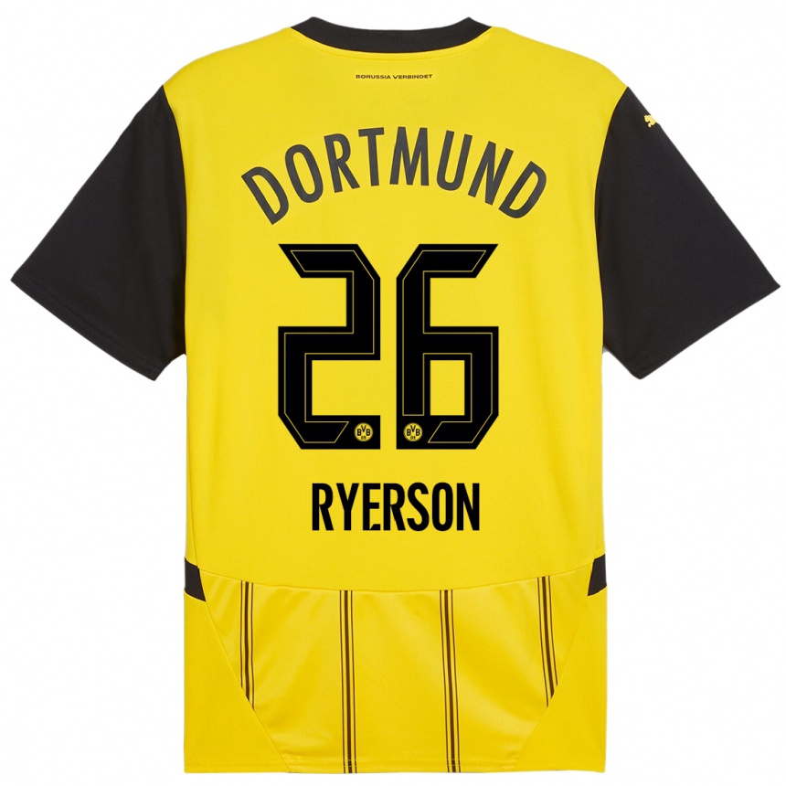 Femme Football Maillot Julian Ryerson #26 Jaune Noir Tenues Domicile 2024/25