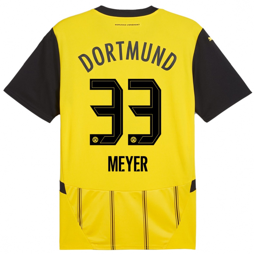 Femme Football Maillot Alexander Meyer #33 Jaune Noir Tenues Domicile 2024/25