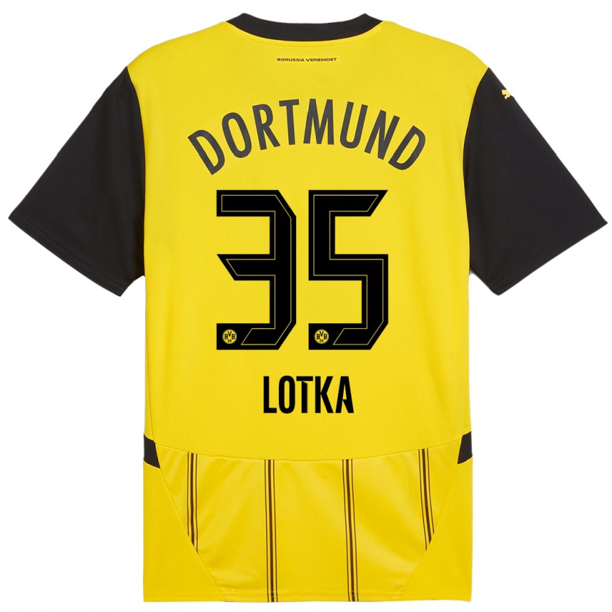 Femme Football Maillot Marcel Lotka #35 Jaune Noir Tenues Domicile 2024/25