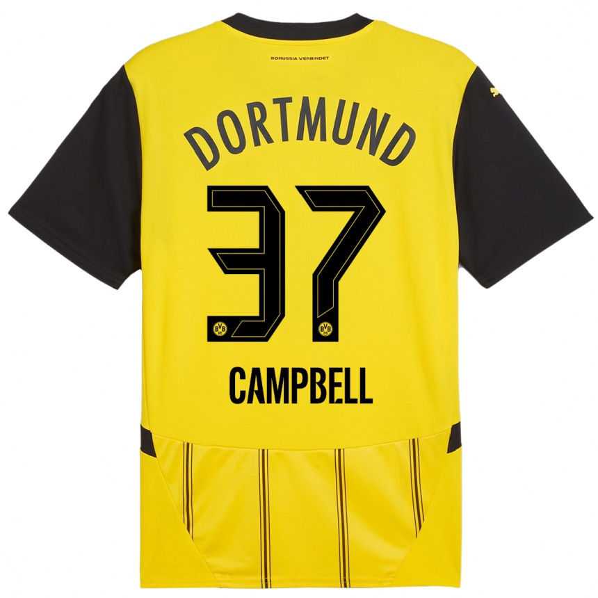 Femme Football Maillot Cole Campbell #37 Jaune Noir Tenues Domicile 2024/25