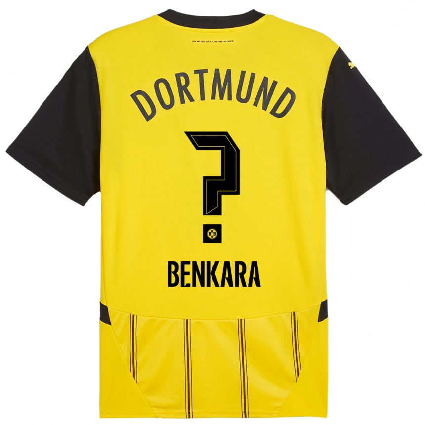 Femme Football Maillot Elias Benkara #0 Jaune Noir Tenues Domicile 2024/25