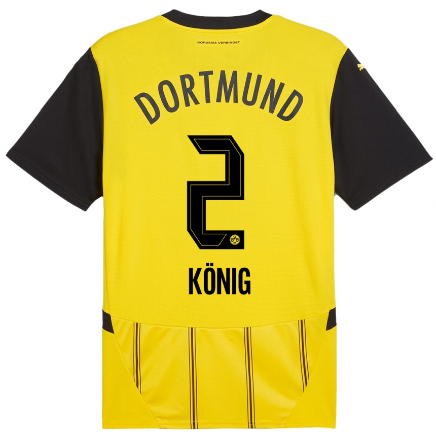 Femme Football Maillot Niklas König #2 Jaune Noir Tenues Domicile 2024/25