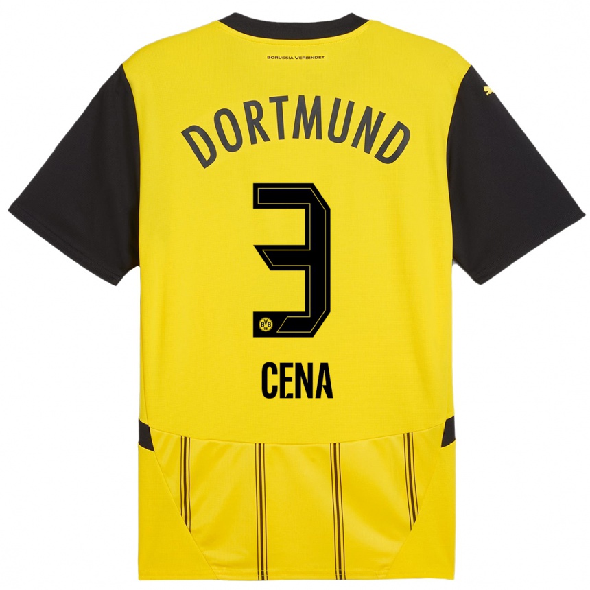 Femme Football Maillot Valon Cena #3 Jaune Noir Tenues Domicile 2024/25