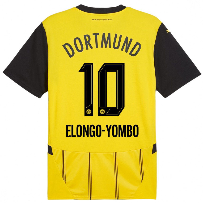 Femme Football Maillot Rodney Elongo-Yombo #10 Jaune Noir Tenues Domicile 2024/25