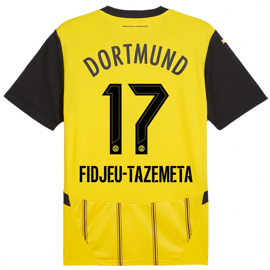 Femme Football Maillot Thierry Fidjeu-Tazemeta #17 Jaune Noir Tenues Domicile 2024/25