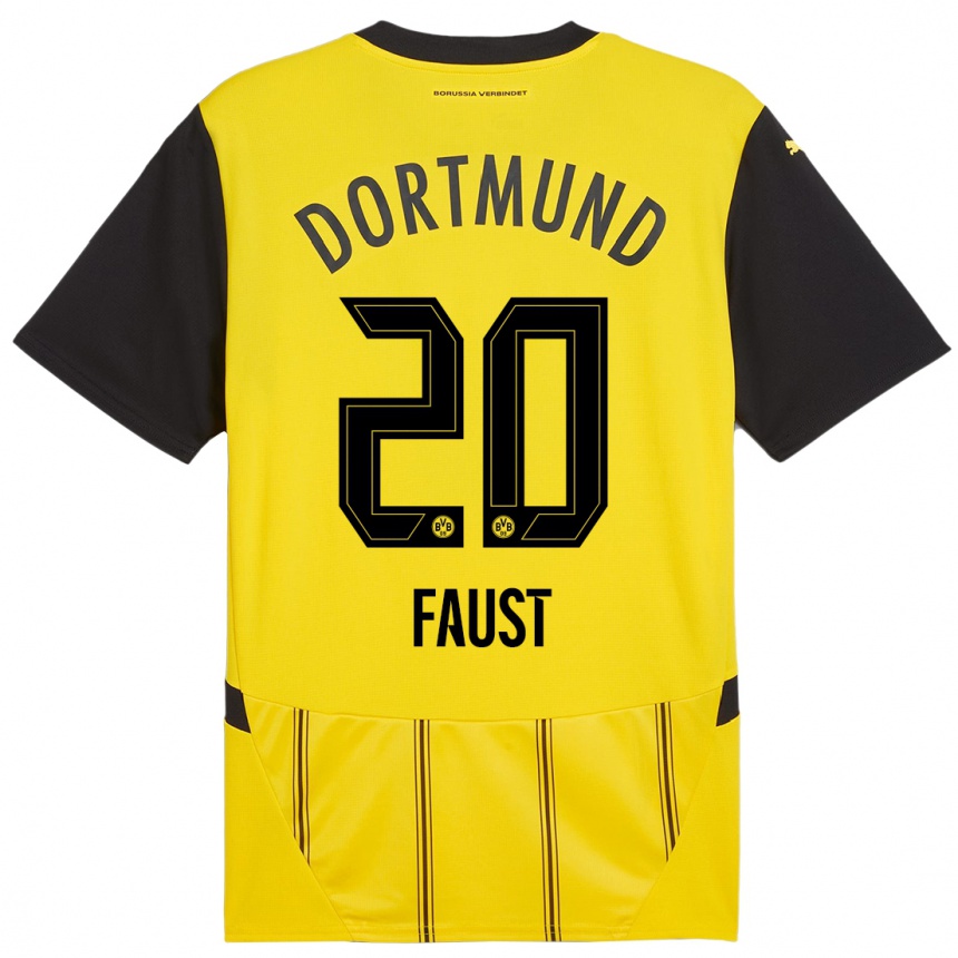 Femme Football Maillot Tom Faust #20 Jaune Noir Tenues Domicile 2024/25