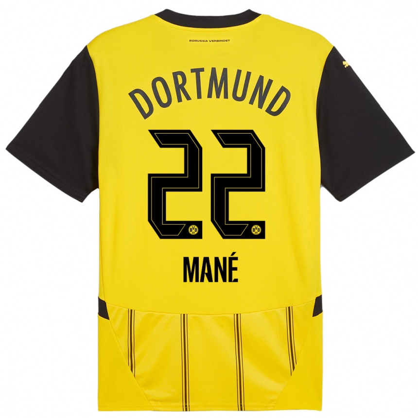 Femme Football Maillot Filippo Mané #22 Jaune Noir Tenues Domicile 2024/25