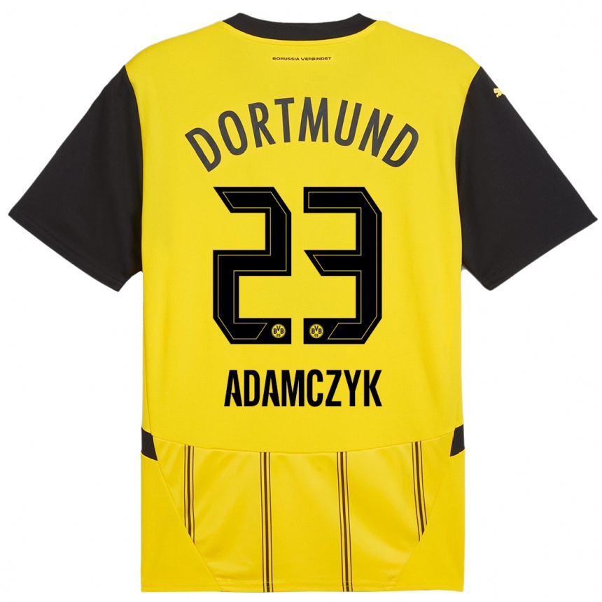 Femme Football Maillot Nico Adamczyk #23 Jaune Noir Tenues Domicile 2024/25