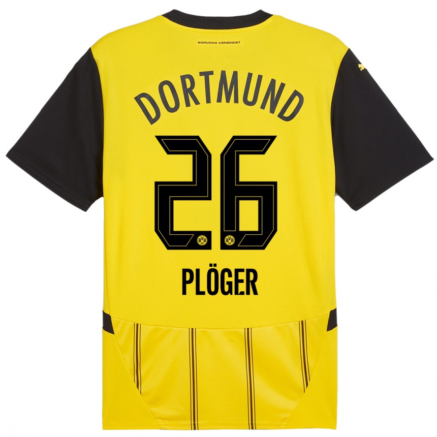 Femme Football Maillot Dustin Plöger #26 Jaune Noir Tenues Domicile 2024/25