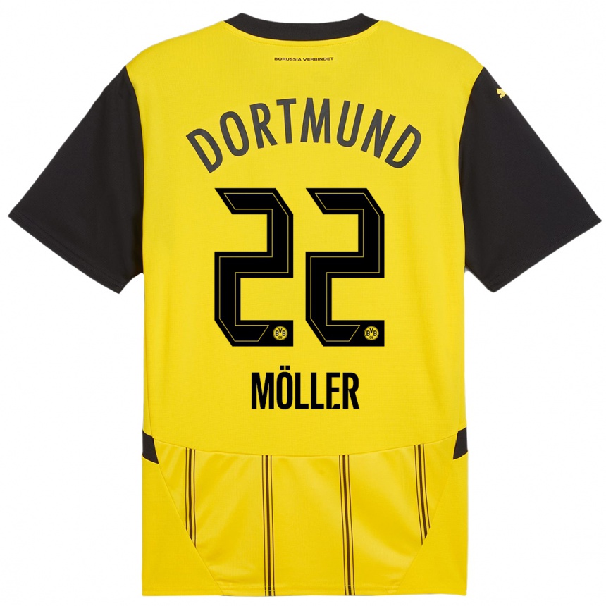 Femme Football Maillot Paul Möller #22 Jaune Noir Tenues Domicile 2024/25